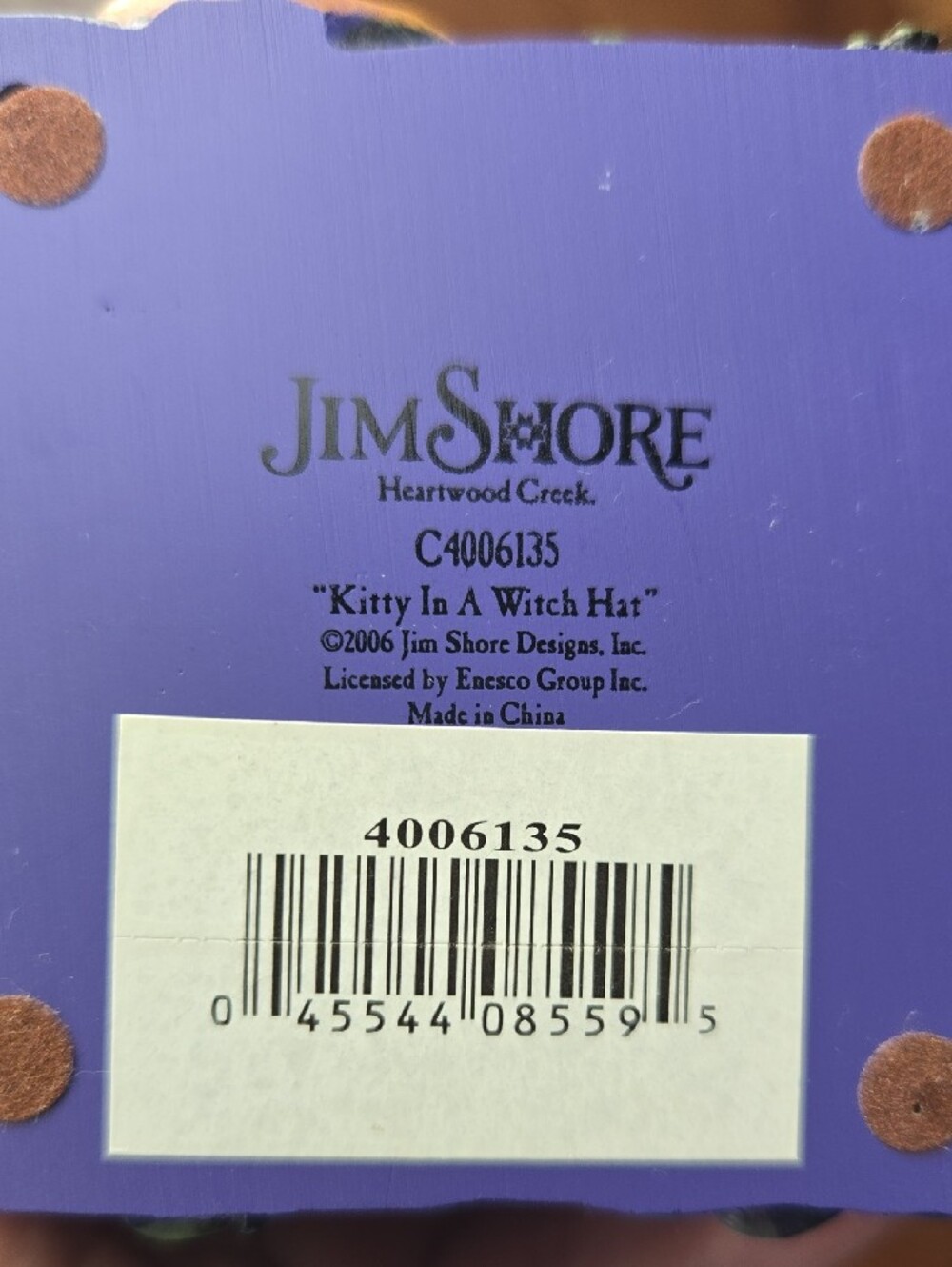 2006 Jim Shore Kitty in a Witch Hat Resin Halloween Figurine - Picture 8 of 12